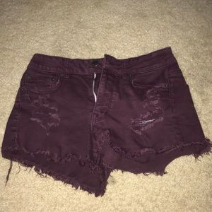 burgundy high waisted shorts